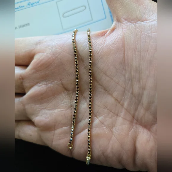 Very Rare Natural Red Diamond In 18k Solid Yellow Gold Tennis Bracelet - Picture 3 of 6